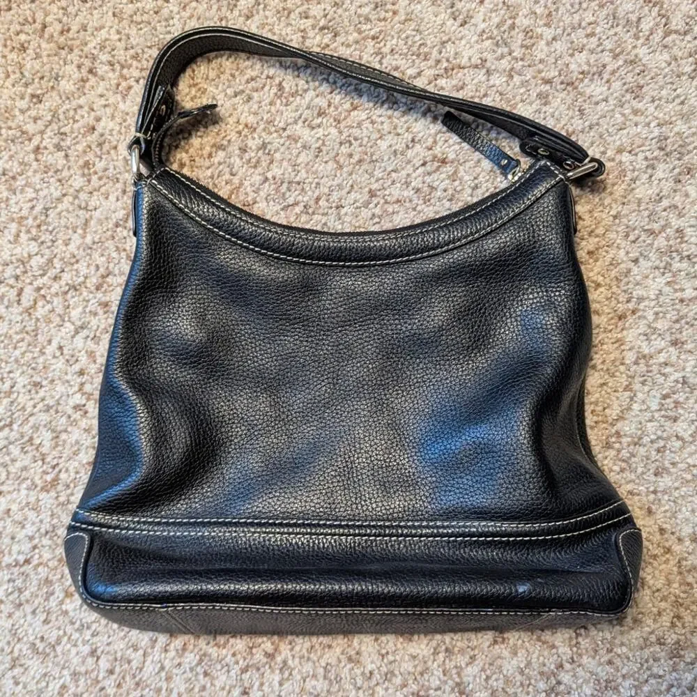 Kate Spade New York Black Pebbled Leather Shoulder Hobo Bag Large Purse; vintage